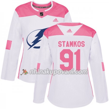 Tampa Bay Lightning Dresy Steven Stamkos 91 Bílá 2017-2018 Adidas Růžová Fashion Authentic - Dámské Tampa Bay Lightning Dresy Steven Stamkos 91 Bílá 2017-2018 Adidas Růžová Fashion Authentic - Dámské